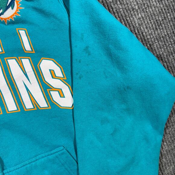 Miami Dolphins Full Zip Hoodie Mens L Aqua Blue NFL Fanwear Team Apparel 24x26 - Picture 3 of 7